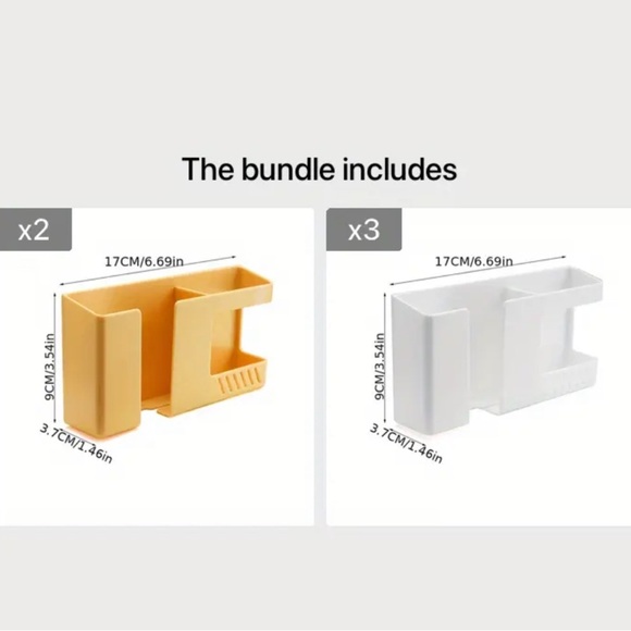 Set of 5 wall mounted dual compartment phone charging holder and remote storage - Picture 3 of 5